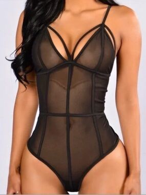Fashionnova Strappy Sheer Bodysuit